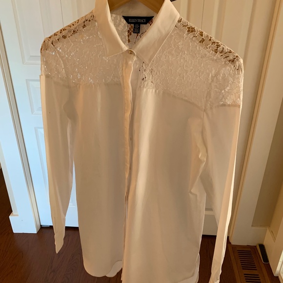 Ellen Tracy Stunning Lacey White Shirt - Picture 1 of 5